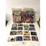DC COMICS 16 STAR TREK COMICS; 1980's AND A QUANTITY OF LOOSE STAR TREK CARDS.