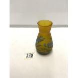 A SMALL CAMEO GLASS VASE - MARKED GALLE,