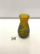 A SMALL CAMEO GLASS VASE - MARKED GALLE,