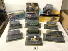 CORGI BOXED HAND PAINTED MILITARY FIGURES, CORGI DIE CAST TANK, CORGI 50 YEARS SHERMAN TANK AND