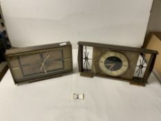 TWO 1960s METAMEC BRASS AND ONYX MANTLE CLOCKS.