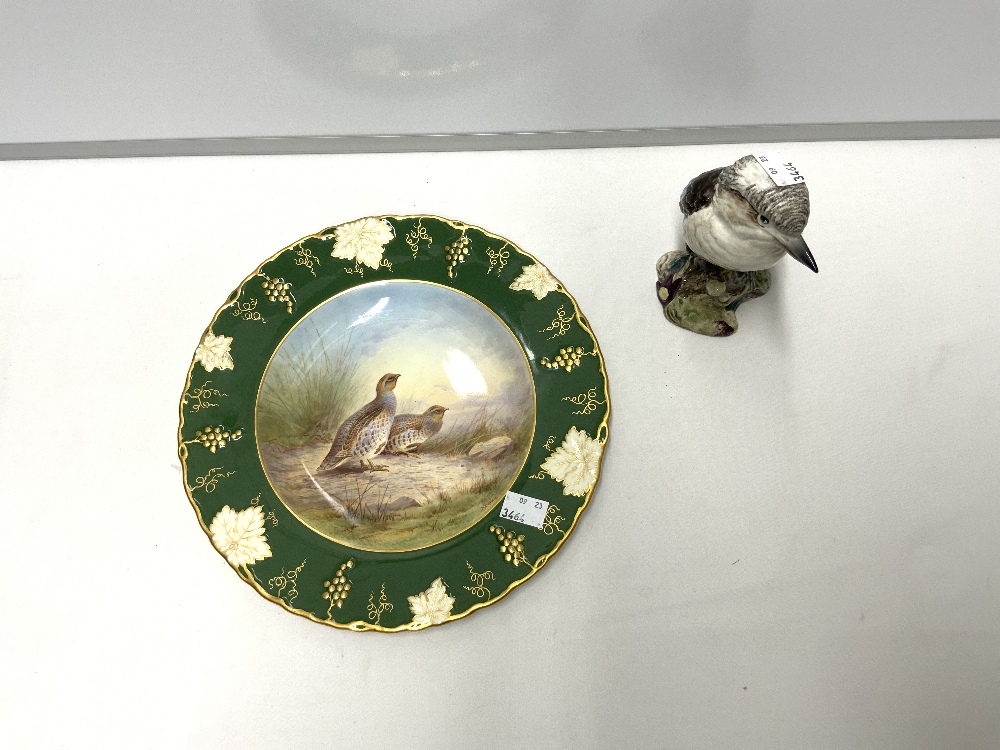 VINTAGE BESWICK BIRD 1159 15CM WITH A ROYAL CROWN DERBY DECORATIVE PLATE BY D BIRBECK (PARTRIDGE) - Image 2 of 5