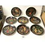 PALEKH MINIATURE COLLECTION LIMITED EDITION PLATES BAISED ON RUSSIAN FOLK LAW SET OF 8 20CM