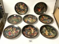 PALEKH MINIATURE COLLECTION LIMITED EDITION PLATES BAISED ON RUSSIAN FOLK LAW SET OF 8 20CM