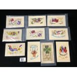 QUANTITY OF SILK POST AND GREETING CARDS.