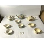 ROYAL WINTON GRIMWADES BATCHELORS TEA SET WITH HUNTING SCENE AND TWO OTHERS; FLORAL AND VICTORIAN