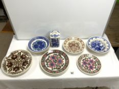 VINTAGE DECORATED PLATES WITH LIDDED POT
