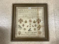 VICTORIAN SAMPLER DATED 1897 FRAMED AND GLAZED 64 X 67CM