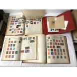 NINE STAMP ALBUMS INCLUDES; GREAT BRITAIN, COMMONWEALTH, WORLD STAMPS AND A QUANTITY OF LOOSE