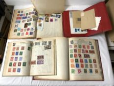 NINE STAMP ALBUMS INCLUDES; GREAT BRITAIN, COMMONWEALTH, WORLD STAMPS AND A QUANTITY OF LOOSE