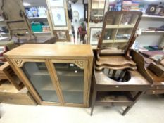 VICTORIAN WASH STAND WITH VICTORIAN SWING MIRROR AND VINTAGE DISPLAY CABINET