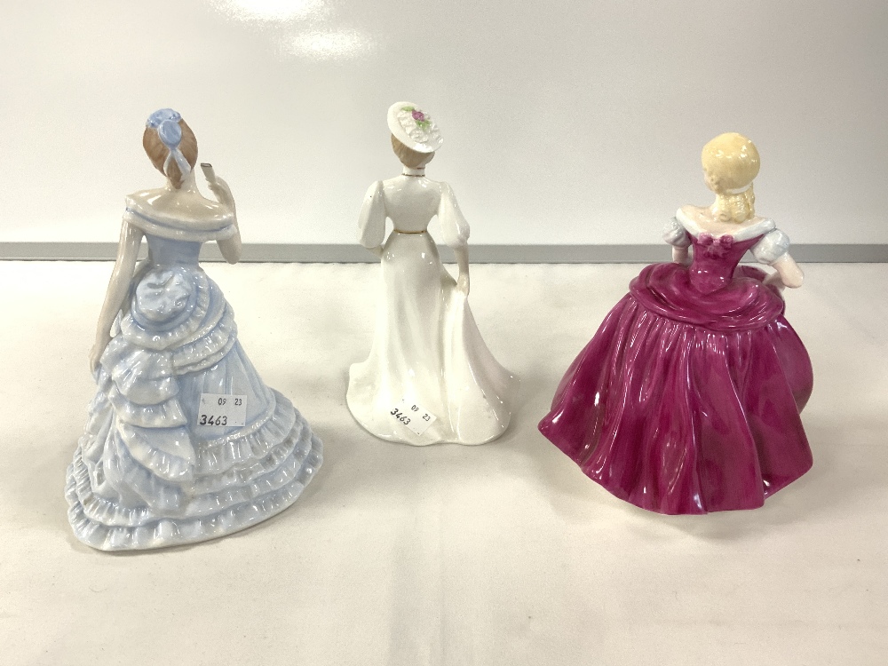 THREE COALPORT PORCELAIN FIGURES - LADIES OF FASHION - LORRAINE, DONNA AND AMANDA. - Image 3 of 4