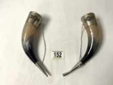 PAIR OF PLATED HORNS