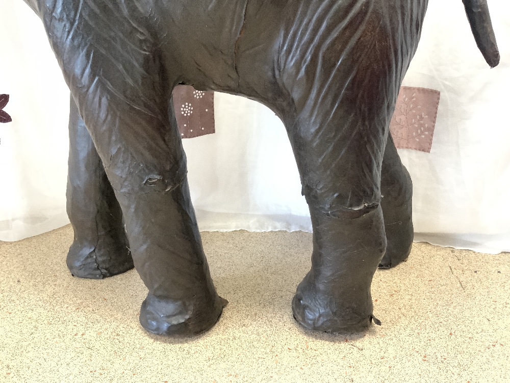 A LARGE LEATHER DISPLAY MODEL ELEPHANT IN THE MANNER OF LIBERTY, 128X130 CMS. - Image 3 of 5