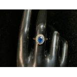 A 9 CT STAMPED PASTE SET DRESS RING, SIZE N, 2.2 GMS.