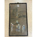 ANTIQUE CHINESE WATERCOLOUR FRAMED AND GLAZED 79 X 43CM