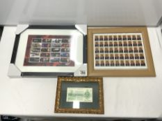 QUANTITY OF FRAMED STAMPS 007 JAMES BOND AND WINSTON CHURCHILL WITH A FRAMED AND GLAZED NINE