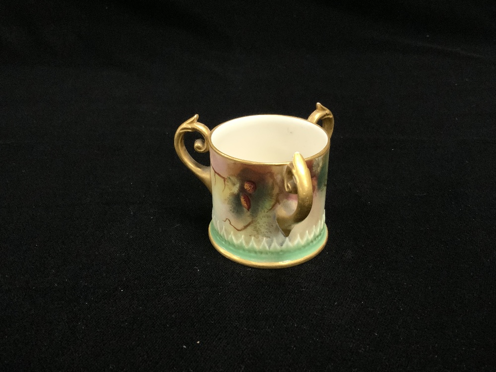 A SMALL ROYAL WORCESTER TYG PAINTED WITH PHEASANT; A/F. - Image 2 of 4