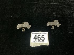 TWO 2ND BATTALION LIGHT ARMOURED CAR BRIGADE SLEEVE BADGES.