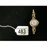 18 CARAT GOLD LADIES SWISS MADE 1920'S WATCH WITH A FLEXI STRAP.