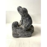 A CANADIAN CARVED COMPOSITE FIGURE OF INUIT AND WALRUS, 24 CMS.