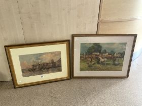 WATERCOLOUR OF TUG AND OTHER BOATS ON THE THAMES AT ST PAULS CATHEDRAL, SIGNED MICHAEL CRAWLEY,