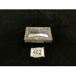 VICTORIAN HALLMARKED SILVER RECTANGULAR TABLE SNUFF BOX WITH CAST FLORAL BORDER WITH ENGINE TURNED