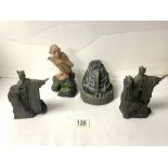 THE LORD OF THE RINGS SMEAGOL PAIR OF ARGONATH AND MINAS TIRITH LARGEST 18CM