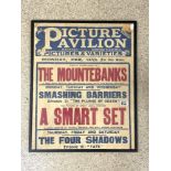 ANTIQUE POSTER THE PICTURE PAVILION ( THE MONTEBANKS ) FRAMED AND GLAZED 54 X 66CM