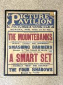 ANTIQUE POSTER THE PICTURE PAVILION ( THE MONTEBANKS ) FRAMED AND GLAZED 54 X 66CM