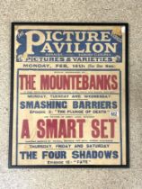 ANTIQUE POSTER THE PICTURE PAVILION ( THE MONTEBANKS ) FRAMED AND GLAZED 54 X 66CM