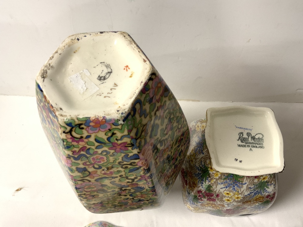 ROYAL WINTON FLORAL DECORATED VASE; 28 CMS, WINTON CHINTZ PATTERN PIECES, ' TARTANS ' PATTERN - Image 6 of 6