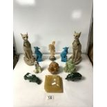 MIXED ITEMS INCLUDES MALACHITE RHINO AND HIPPO ORIENTAL AND EGYPTAIN RELATED ITEMS AND DOGS OF FOO