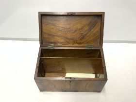 A YIDDISH OLIVE WOOD STATIONARY BOX, 26X16 CMS.