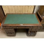 VICTORIAN MAHOGANY WRITING DESK WITH GREEN LEATHER TOP 122 X 80 X 64CM