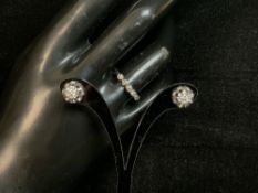 DIAMOND EARRINGS WITH A DIAMOND RING; SIZE O