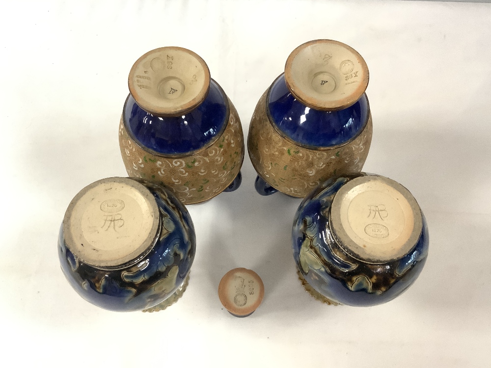 A PAIR OF DOULTON LAMBETH VASES BY FRANK BUTLER, 17.5 CMS, PAIR DOULTON SLATER JUGS, AND SMALL - Image 4 of 4
