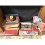 VINTAGE CHILDS TOYS - THE METTYPE JUNIOR AND METTOY MINOR TYPEWRITERS ALSO LITTLE BETTY SEWING