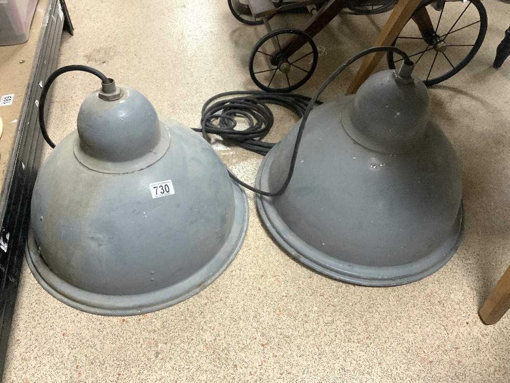 TWO INDUSTRIAL METAL HANGING LAMPS. - Image 2 of 3