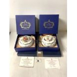 AYNSLEY PORCELAIN WILD TUDOR PATTERN CAKE PLATE AND CAKE SLICE IN BOX, AND TWO ROYAL CROWN DERBY