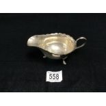 HALLMARKED SILVER SAUCE BOAT, SHEFFIELD 1960, MAPPIN & WEBB, 119 GMS.