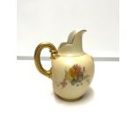 ROYAL WORCESTER MILK JUG,PATTERN NO 1094 PAINTED FLOWERS ON A PEACH GROUND 16CM