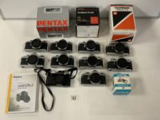 8 PENTAX CAMERA'S - 4 X ME SUPER, 3 X MX, AND 1 MG, MODELS. AND ACCESORIES.