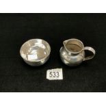 VICTORIAN HALLMARKED SILVER 1897 DIAMOND JUBILEE CREAM JUG AND MATCHING SUGAR BOWL; 211 GMS.