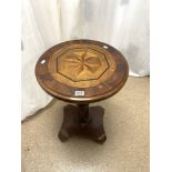 VICTORIAN ROUND INLAID MAHOGANY SIDE TABLE 75 X 49CM