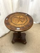 VICTORIAN ROUND INLAID MAHOGANY SIDE TABLE 75 X 49CM