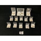 TEN PAIRS OF MODERN STONE SET EARRINGS, AND 3 NECKLACE/EARRING SETS.