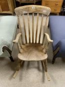 VINTAGE ELM AND ASH WOODEN ROCKING CHAIR