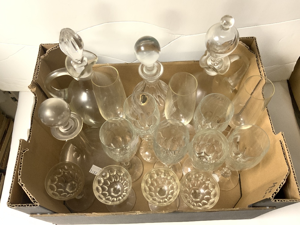 TWO SHERRY DECANTERS AND TWO OTHERS, AND QUANTITY DRINKING GLASSES. - Image 2 of 4