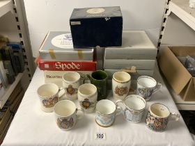 A LAURA KNIGHT COMMEMORATIVE MUG AND OTHERS ALSO ROYAL COPENHAGEN CABINET PLATES, SPODE AND OTHERS.